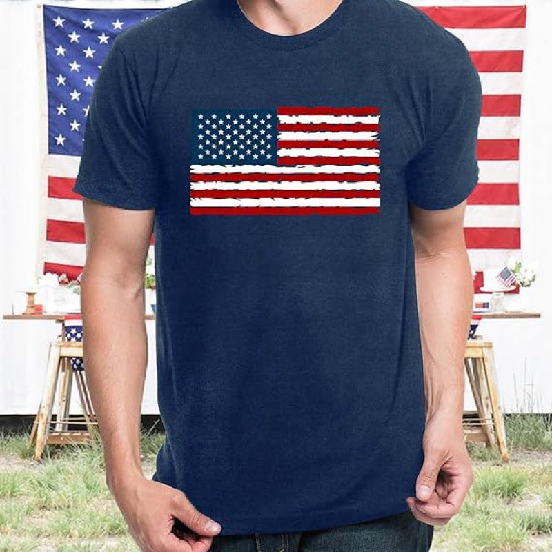 Deals New Mens Patriotic Abstract USA Flag Polo Shirt Brush Stroke Stars Stripes Short Sleeve Casual Tee