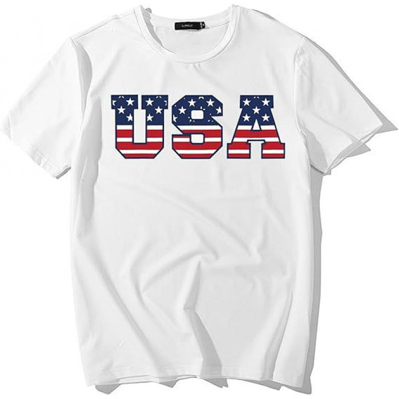 Deals New Mens American Eagle USA Flag Polo Shirt Patriotic Bold Graphic Short Sleeve Golf Top