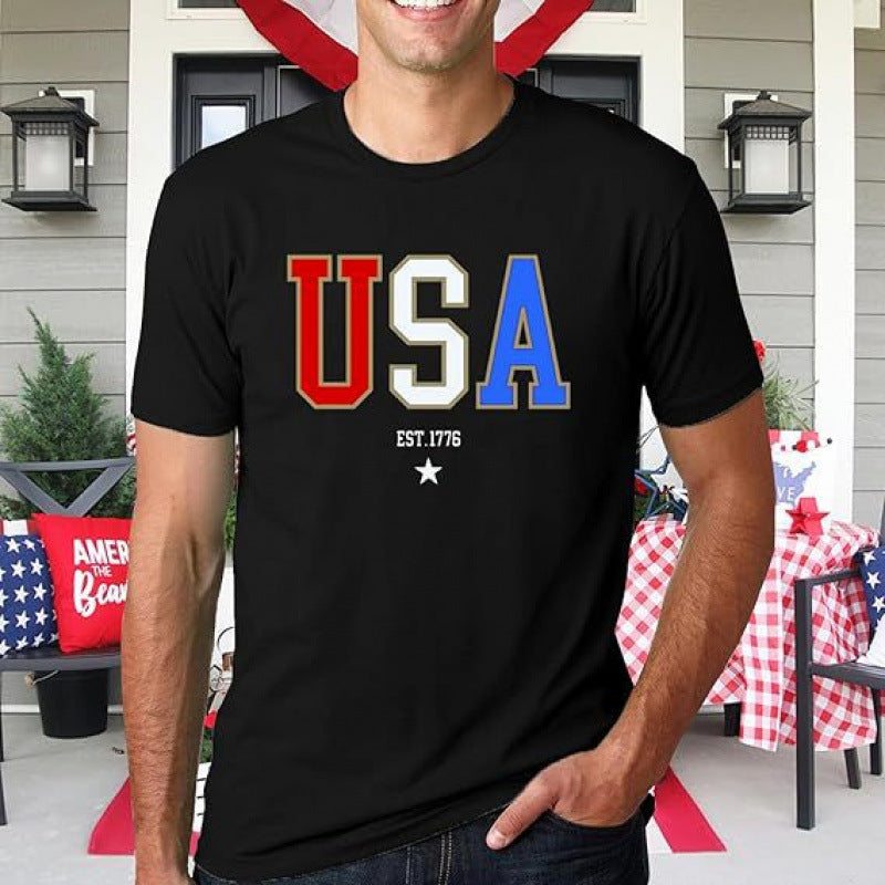 Deals New Mens Patriotic Abstract USA Flag Polo Shirt Brush Stroke Stars Stripes Short Sleeve Casual Tee