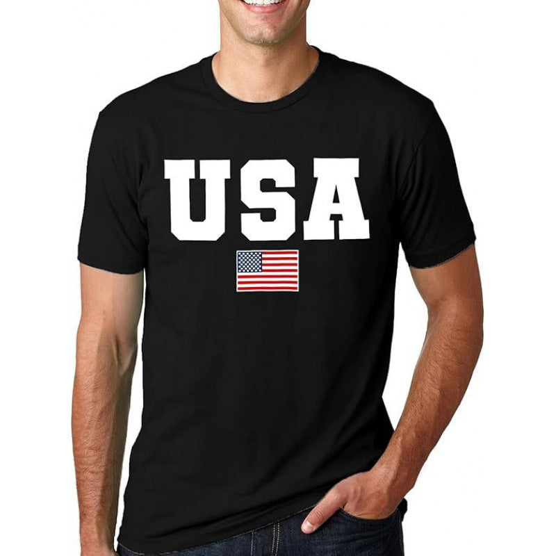 Deals New Mens Patriotic Abstract USA Flag Polo Shirt Brush Stroke Stars Stripes Short Sleeve Casual Tee