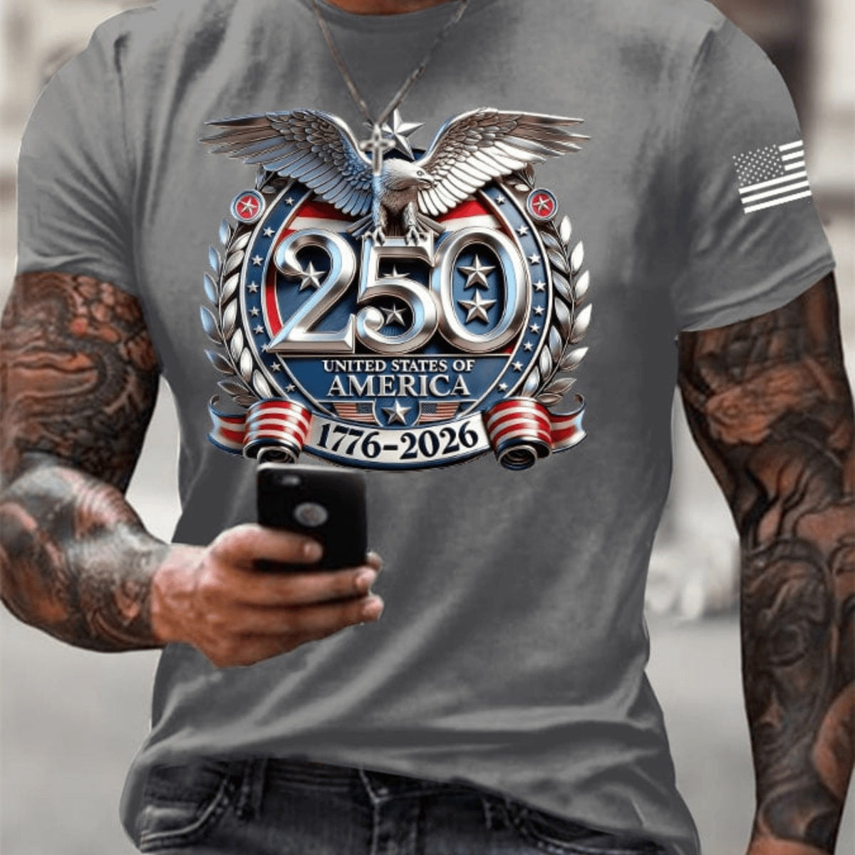 Deals New Mens USA 250 Anniversary Liberty Polo Shirt Patriotic Star Striped Short Sleeve Golf Top